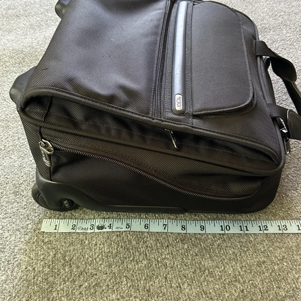 TUMI Alpha Wheeled Compact Computer Brief Black Ballistic Nylon Rolling 26102